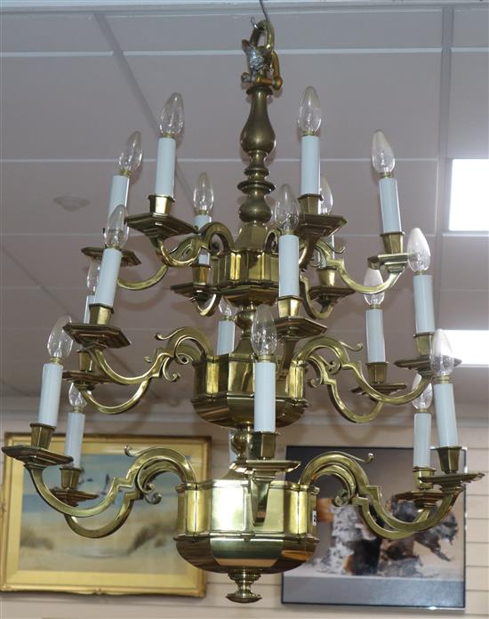 A restored brass 15 light electrolier